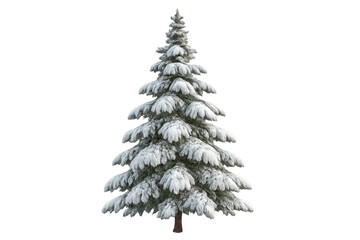 Fototapeta premium Winter spruce tree covered in snow on transparent background