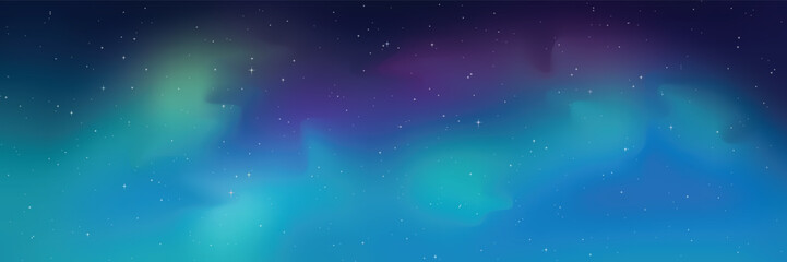 Fototapeta premium Polar lights, aurora borealis, starry sky, northern landscapes, vector illustration