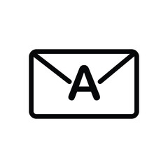 Email envelope with at symbol line icon, communication and contact symbol, simple outline style on white background
