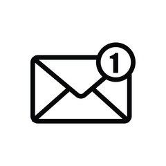 Email envelope with at symbol line icon, communication and contact symbol, simple outline style on white background