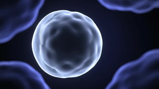 Lysosome Merge - Enzyme Sphere Fuses with Cargo Vesicle, Contents Clear to Transparency