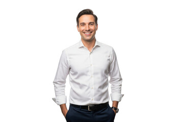 Fototapeta premium Smiling man isolated on transparent background