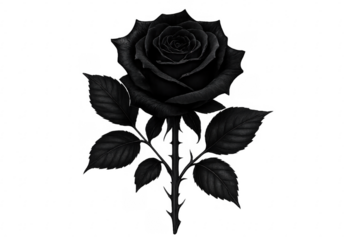 Black rose blossom representing sorrow and gothic elegance