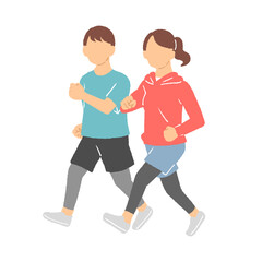 ジョギングをしている男女