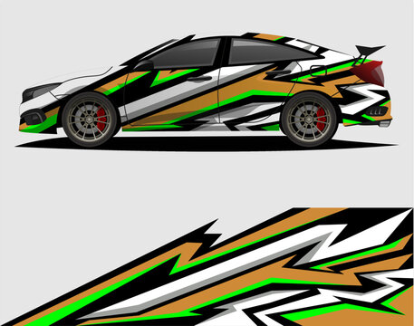 Car decal wrap design vector. Graphic abstract stripe racing background kit designs for vehicle, race car, rally, a55.eps