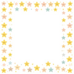 Cute star-shaped frame border with pastel colors