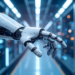 Robotic hand in a server room