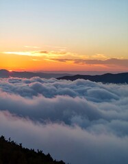 Sunrise over a sea of clouds