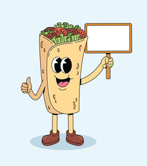 kebab blank board groovy cartoon illustration