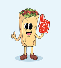 kebab foam hand groovy cartoon illustration