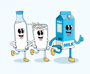 milk family groovy cartoon illustration