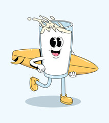 milk surf cartoon illustration
