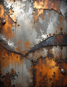 Close-up of a metal wall showing rust and weathering