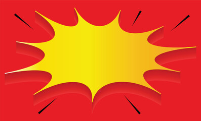 Pop art splash background, explosion in comics book style, blank layout template with halftone dots, clouds beams. Speech bubble for comic text isolated background