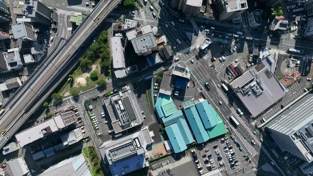 road, traffic, city, drone, aerial view, highway, logistics, automobile, intersection, junction, residential, urban, bird eye view, perspective, panorama, high angle, landscape, scenery, view from abo