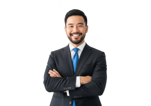 Smiling businessman isolated on transparent background