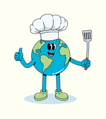 earth chef groovy cartoon illustration