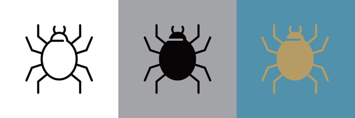 ダニのモノクロアイコンとカラーアイコンのセット