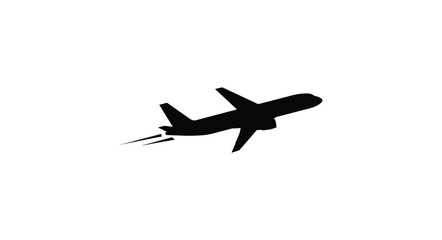 Silhouette of a commercial airplane taking off ascending into the sky with jet exhaust trails symbolizing travel aviation and freedom