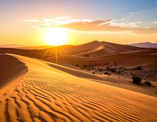 Sunrise over sand dunes