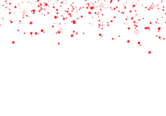 Abstract Red Glowing Sparkling Confetti Light Glitter Particle. Overlay. Frame. Border. on Transparent Background