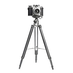 Vintage Camera on Tripod isolated on transparent background