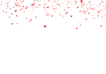 Abstract Red Glowing Sparkling Confetti Light Glitter Particle. Overlay. Frame. Border. on Transparent Background