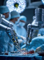 Modern robotic surgery is performed by surgeons using a console to control surgical instruments.