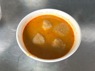spicy curry chicken soup with chili