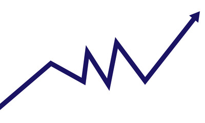 Blue upward trending graph isolated on transparent background