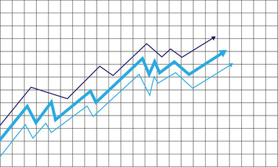 Upward trend graph on grid isolated on transparent background