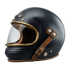 Vintage motorcycle helmet isolated on transparent background