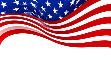 Fototapeta premium Waving american flag with stars and stripes isolated on white background