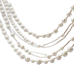 Layered pearl necklaces isolated on transparent background