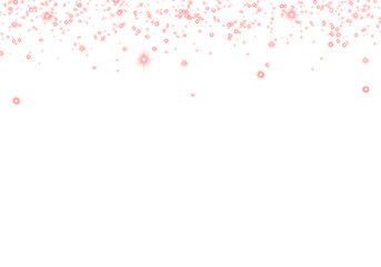 Abstract Red Glowing Sparkling Confetti Light Glitter Particle. Overlay. Frame. Border. on Transparent Background