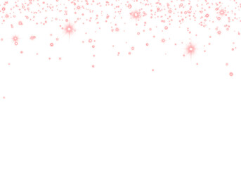 Abstract Red Glowing Sparkling Confetti Light Glitter Particle. Overlay. Frame. Border. on Transparent Background
