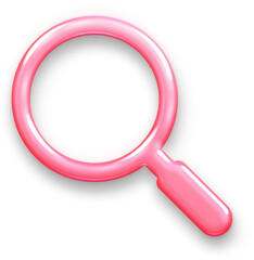 Cute 3D Pink Glossy Search Icon for Cosmetics Website