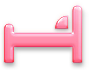 Fototapeta premium Cute 3D Pink Glossy Bed Icon for Spa Resort Booking