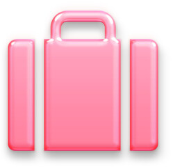 Cute 3D Pink Glossy Suitcase Icon for Travel Size Cosmetics