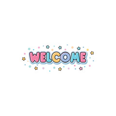 Bright and cheerful welcome vector, colorful letters on different paper cards featuring greeting or celebration theme