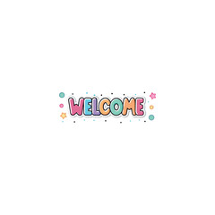Bright and cheerful welcome vector, colorful letters on different paper cards featuring greeting or celebration theme