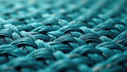 Detailed macro view of a woven teal fiber surface showing the texture and tight interlocked pattern