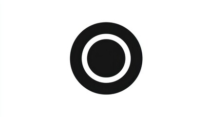 A minimalist coin icon clipart, finance element, simple flat design, monochrome black, isolated on white background.