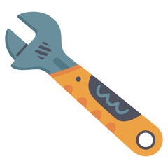 wrench hand tool equipment flat color vector illustration template design