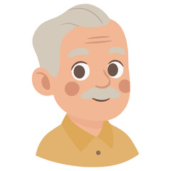 grandpa happy satisfied face expression flat color vector illustration template design