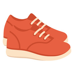 red formal shoes fashion flat color vector illustration template design