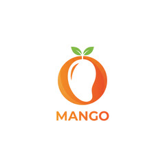 Abstract Mango Fruit Illustration with Vibrant Gradient Colors and Minimalist Style on Isolated
