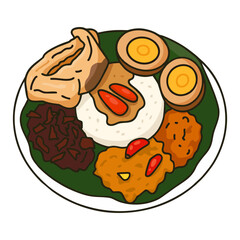 Handdrawn Delicious Nasi Gudeg Indonesian Traditional Food Illustration