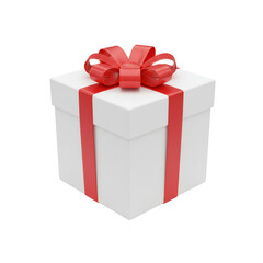 Obraz premium Elegant Gift Presentation Box with a Vivid Red Ribbon on Transparent Background Ready to Unwrap