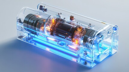 Innovative technology device showcase modern laboratory product display controlled environment close-up view futuristic concept